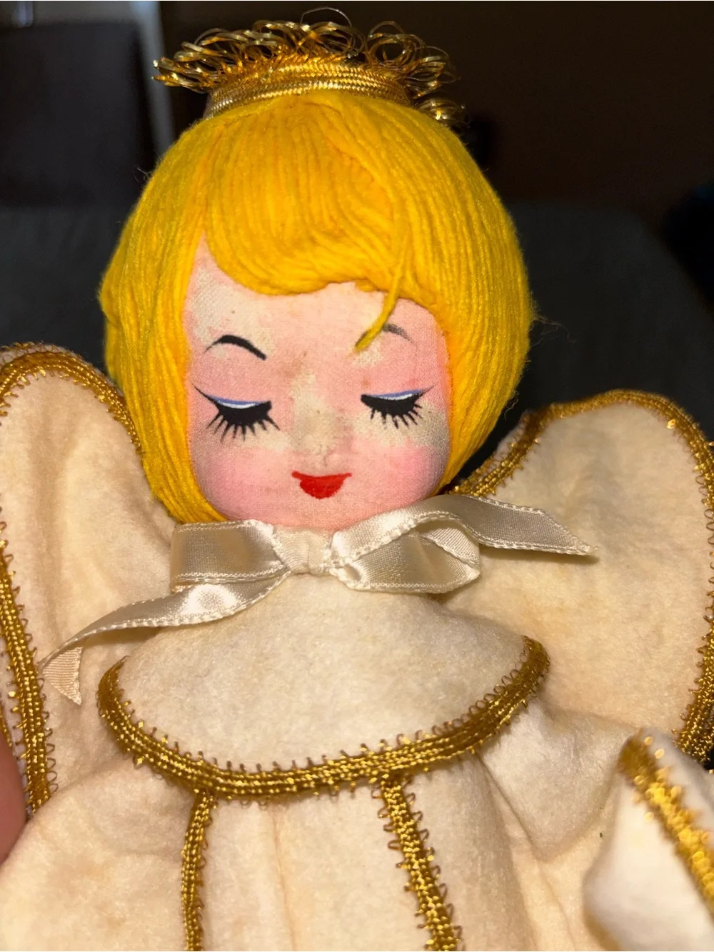 Vintage Plush Christmas Angel Tabletop Decoration 11”